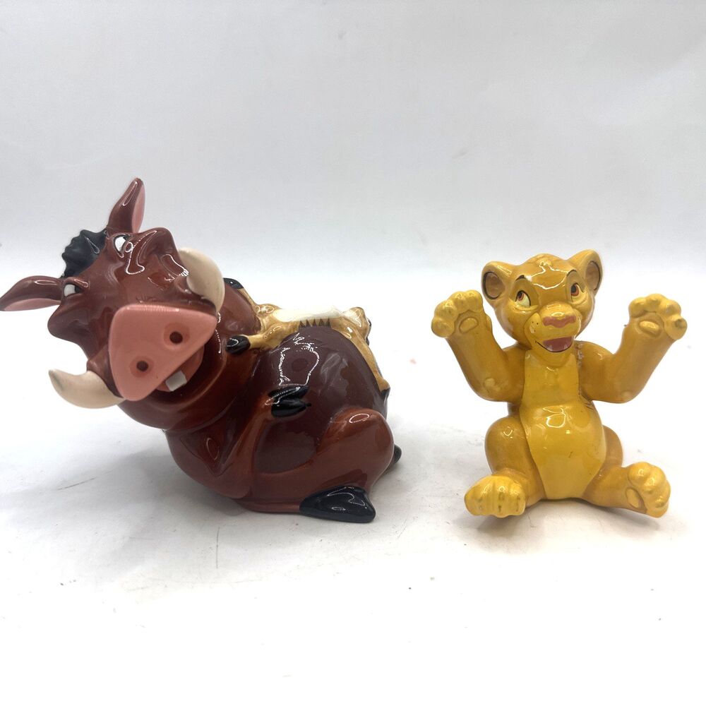 Disney Lion King Simba Cub , Pumbaa, Porcelain Ceramic Figures